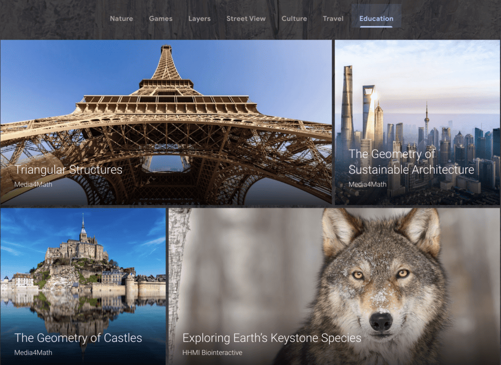 Google Earth Voyager Education examples